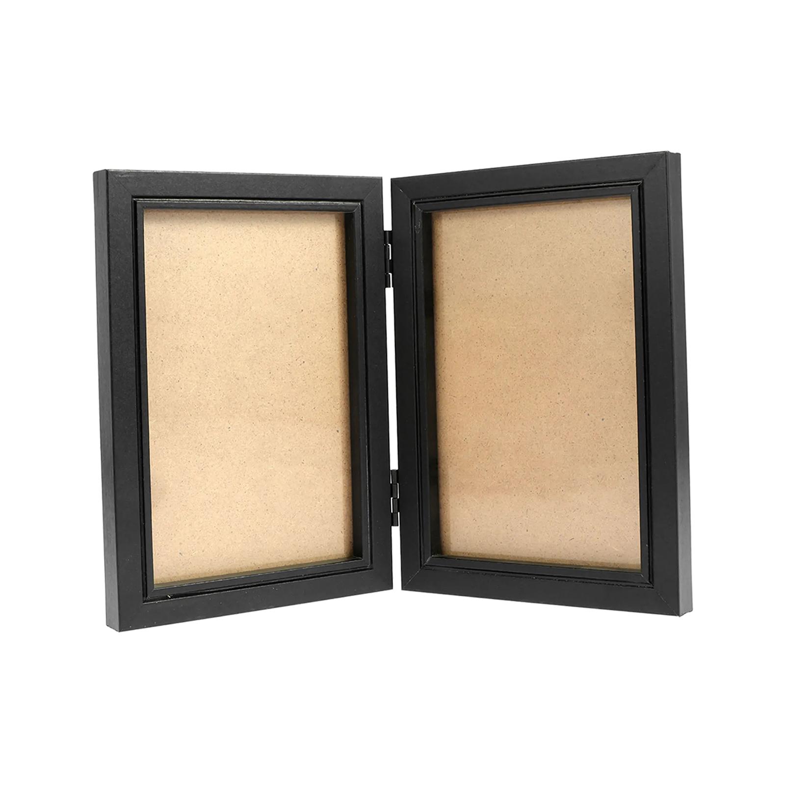 Klappbarer Fotorahmen, faltbarer Bilderrahmen aus Holz, 10,2 x 15,2 cm, Familienfotocollage für Eingangsbereich, Flur, Tischplatte, Schreibtisch, Heimdekoration: Rot