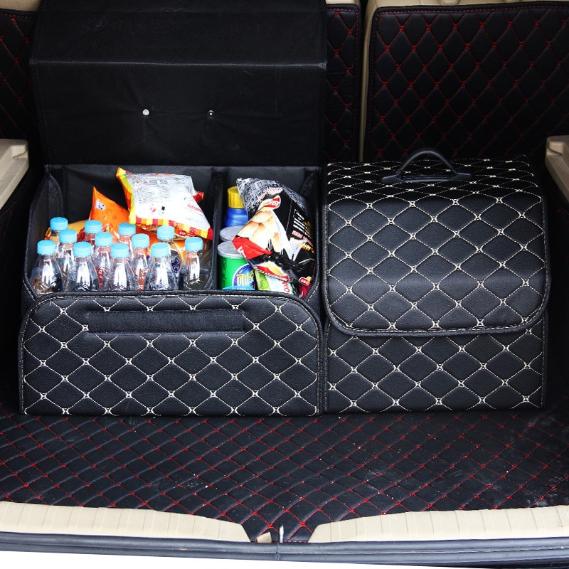 Waterproof Cargo Storage Box PU Leather Trunk Organizer Folding Car Storage Car Trunk Stowing Tidying for Car SUV