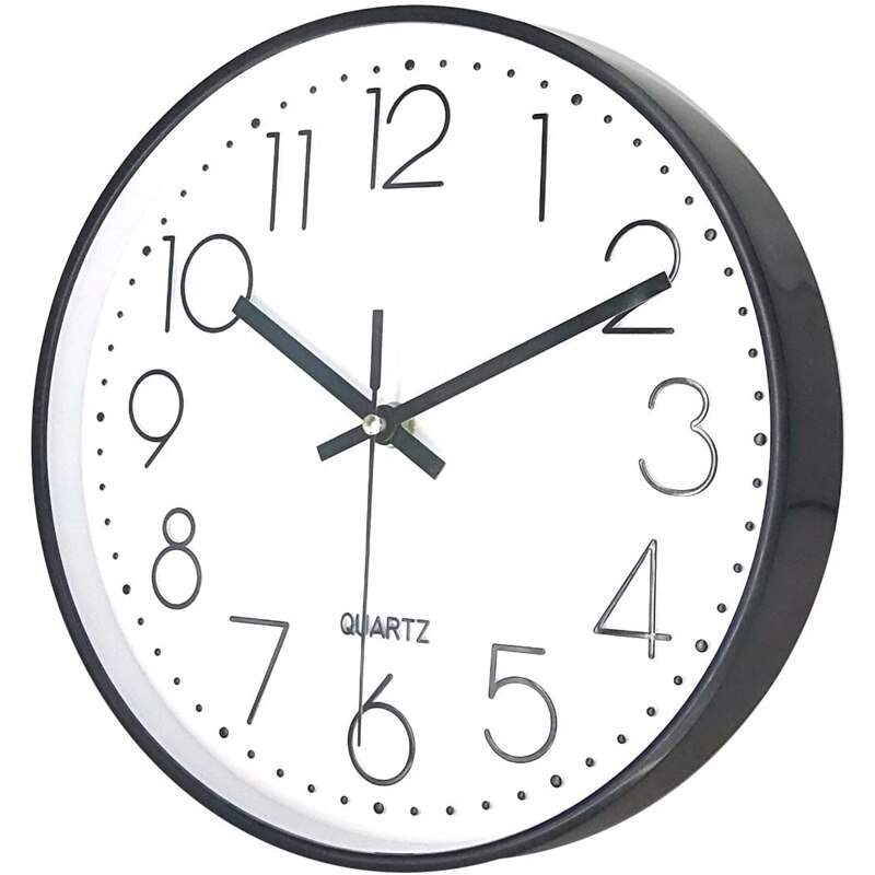 10 Inch Silent Non-Ticking Wall Clock,Battery Operated, Decorative for Kitchen Office School Home Living Room Bedroom
