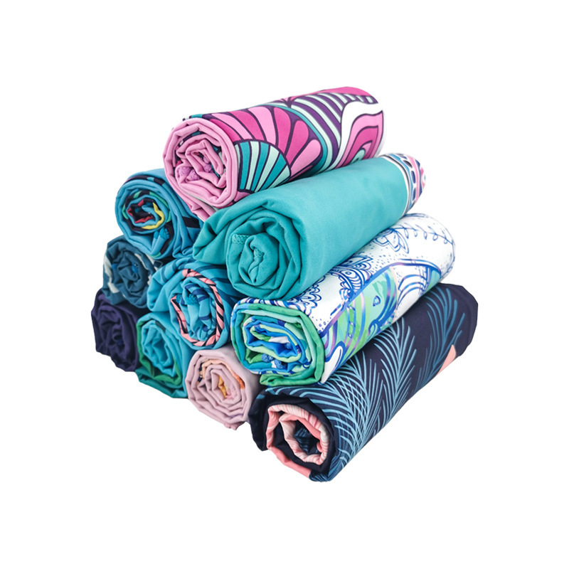 Toalla de Yoga antideslizante para viajes, manta plegable para ejercicio físico, Pilates, esterilla de Yoga impresa de secado rápido, cubierta de 185x68cm