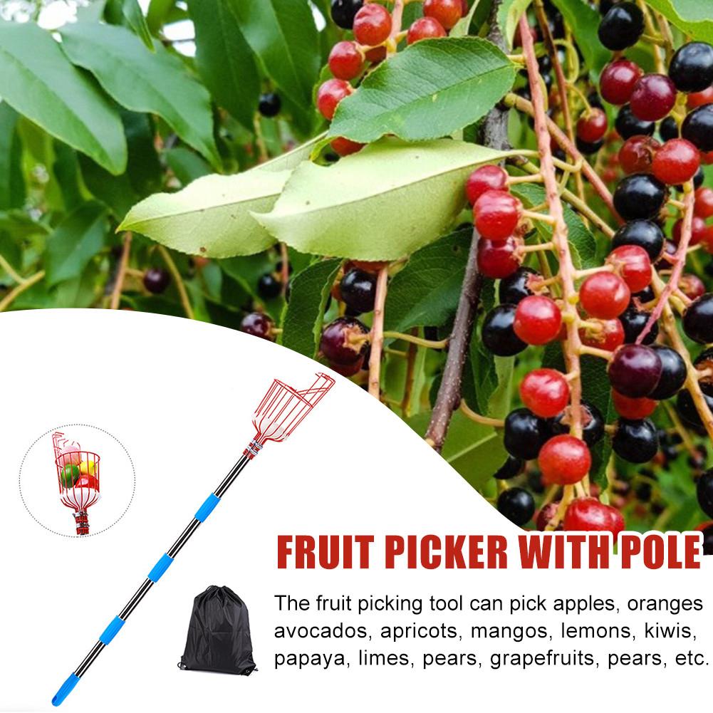High-altitude Artifact Stainless Steel Fruit Picking Machine Wheat Field Fruit Picking Tool with Storage Bag Garden Tools