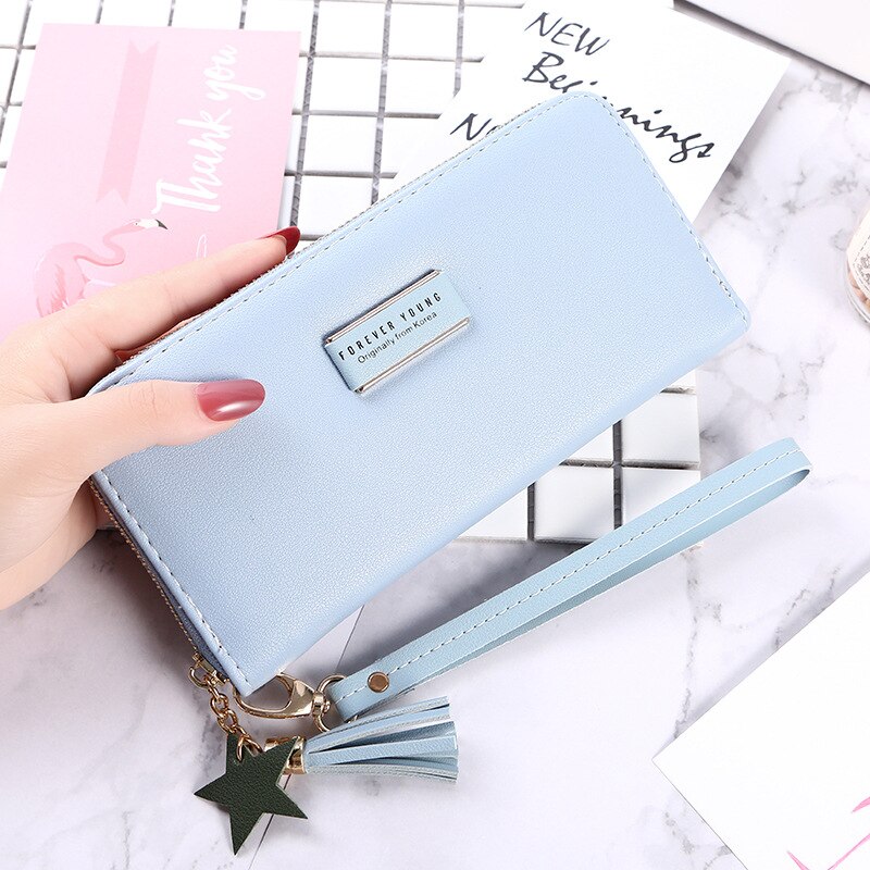 Vrouwen Clutch Portemonnee Top Pu Lederen Portefeuilles Vrouwelijke Lange Portemonnee Vrouwen Rits Portemonnee Portemonnee Carteira: Blue