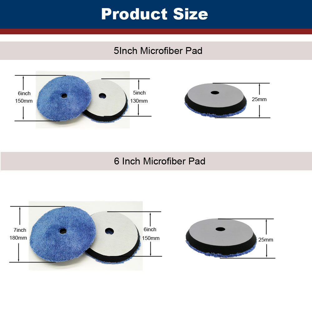 Tampone di lucidatura in microfibra DA 5/6 pollici tampone di lucidatura per bordi smussati kit di tamponi di lucidatura micro fibra per lucidatore per auto DA/RO