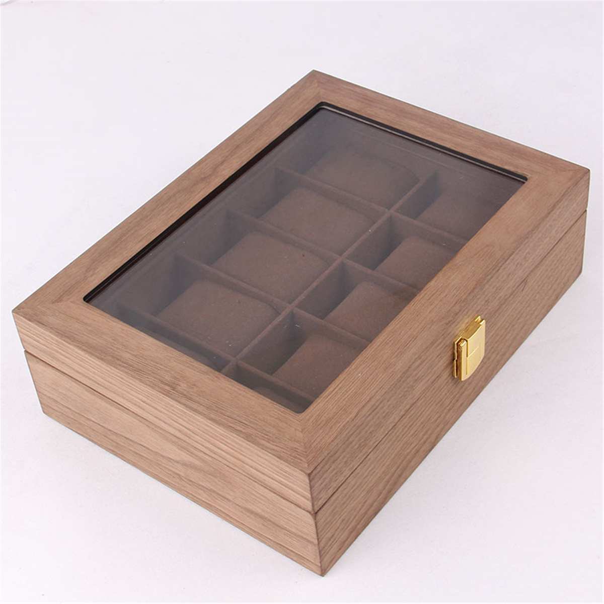 6/10/12 Grids Retro Rode Houten Horloge Display Case Duurzaam Verpakking Houder Sieraden Collection Opslag Horloge Organizer box Kist: 10 Walnut Grain