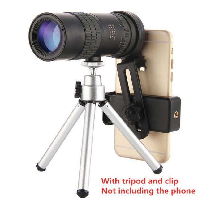 4k 10-300 x 40mm supertele zoom monokulært teleskop bærbart til strandrejser understøtter smartphone til at tage billeder: 10-300 x 40 / Sort sæt