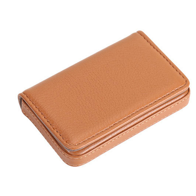 Ezone Leer Mannen Business Kaarthouder Credit Card Case Magnetische Knop Bankkaart Wallet Case Kaarthouder Voor Vrouwen 6.5*10Cm: Bruin