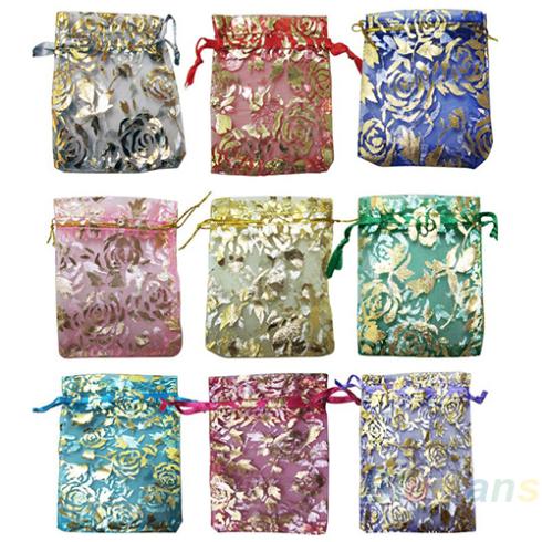 25pcs/set Organza Jewelry Wedding Pouch Bags 7x9cm 3X4 Inch Mix Color for Party Year Use 0JDP