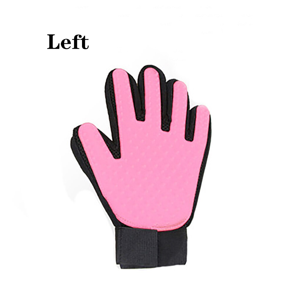 Gants de toilettage pour chiens et chats, brosses en Silicone, pour le bain, plusieurs couleurs: Pink Left