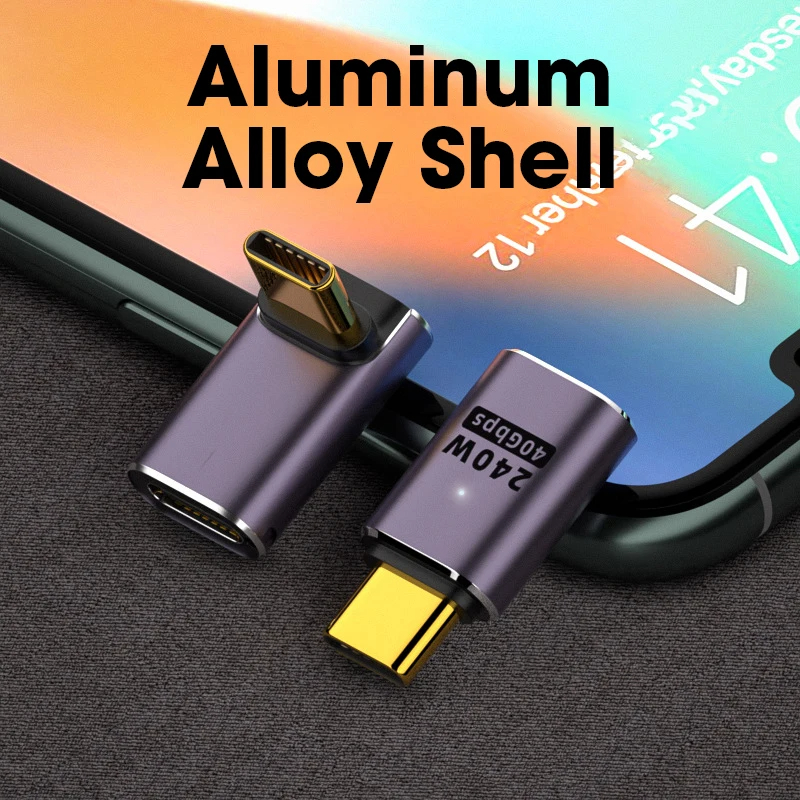 Usb 4.0 pd 240w 8k 60hz laturiliitin macbookille 40 gbps nopea usb c otg u-muotoinen suora kulma uros-naaras sovitin
