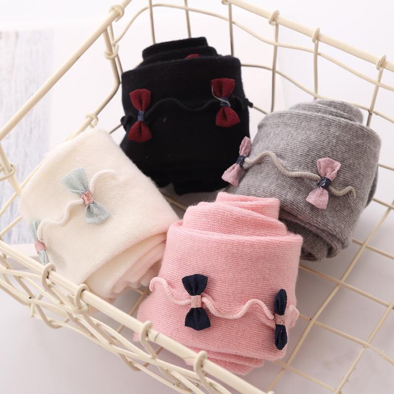Princesse -né enfant bébé filles bas tricot enfant en bas âge enfants pur coton hiver noeud papillon collants bébé bonneterie 0-36M
