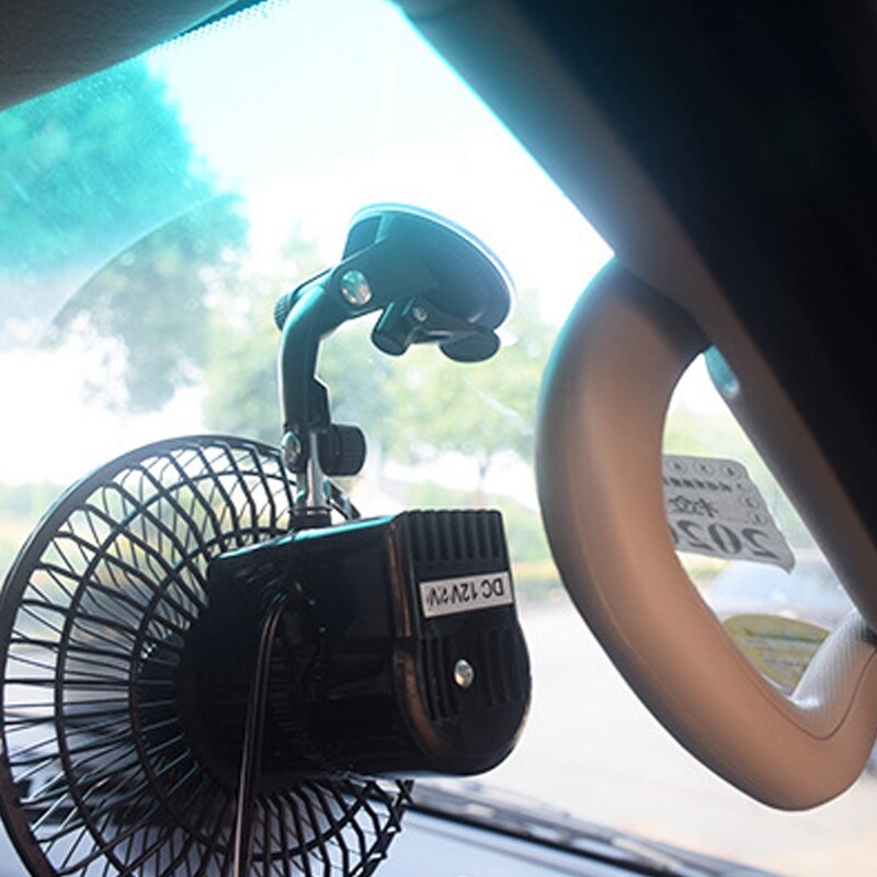 12v 8 inch draagbare ventilator voor in een voertuig, auto, bureau, zuignap, draaibare beugel, mini-airconditioner