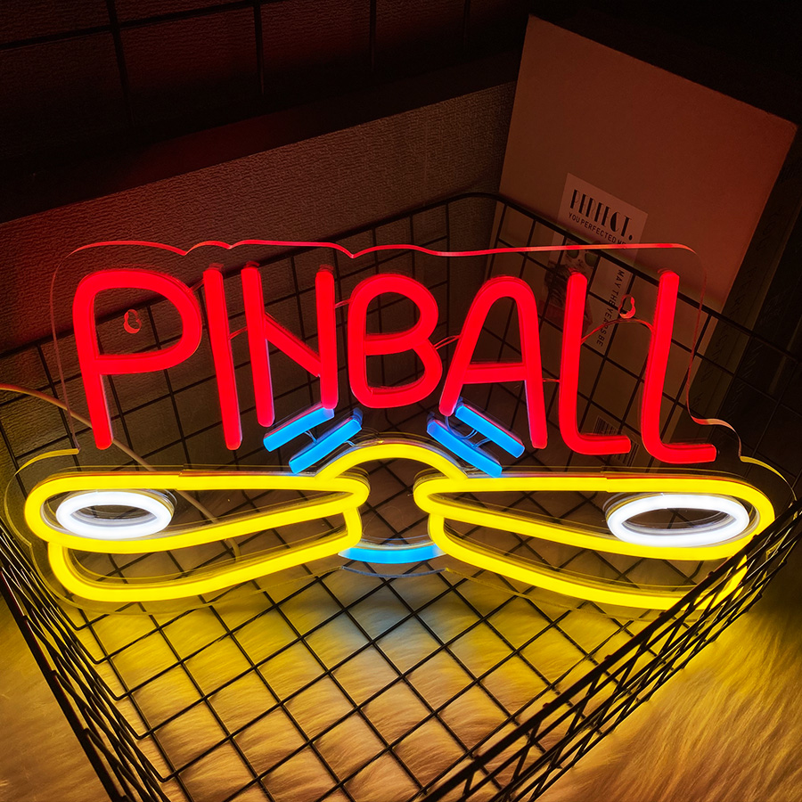 Pinball Neon Sign USB Powered for Wall Decor,LED Light Up Sign for Game Room Club Man Cave Neon Signs Decor Birthday Party
