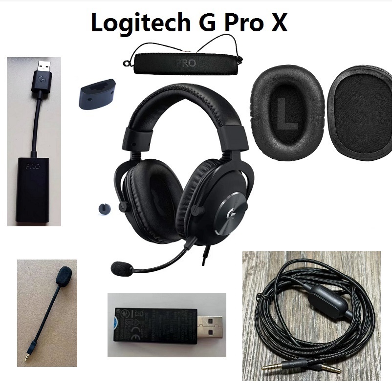 Original Spare parts for Logitech G Pro X headset Replacement Hinge buckle Adapter Receiver,Microphone,audio card,Audio cable