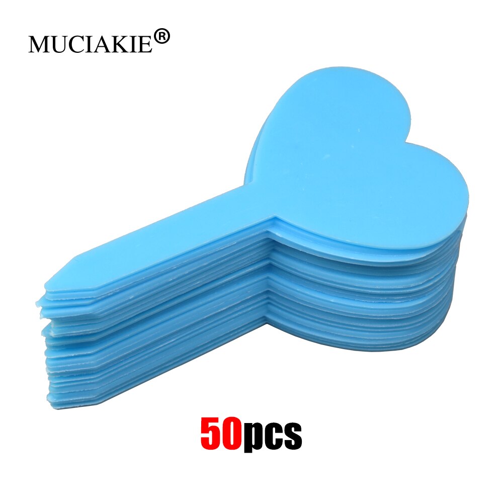 MUCIAKIE 50PCS Gardening Plant Heart Shape Waterproof Thick Tags Reusable Flower Label Markers Tools Garden Seedling Tray Mark: Blue