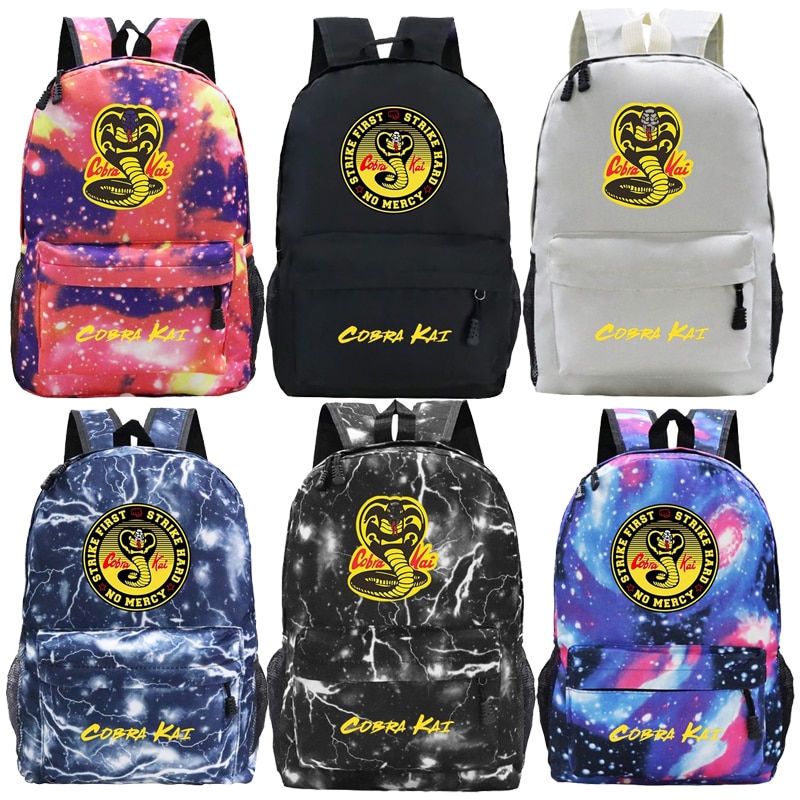 Mochila escolar de nailon con de Cobra Kai para niños y niñas, morral escolar con de Cobra Kai