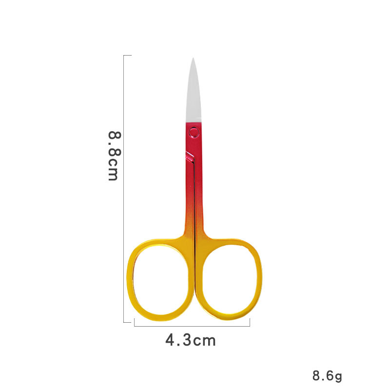 1pcs Eyebrow Scissor Stainless Steel Nose Scissors Dead Skin Remover Scissor Manicure Facial Trimming Tweezer Makeup Beauty Tool: Red Yellow