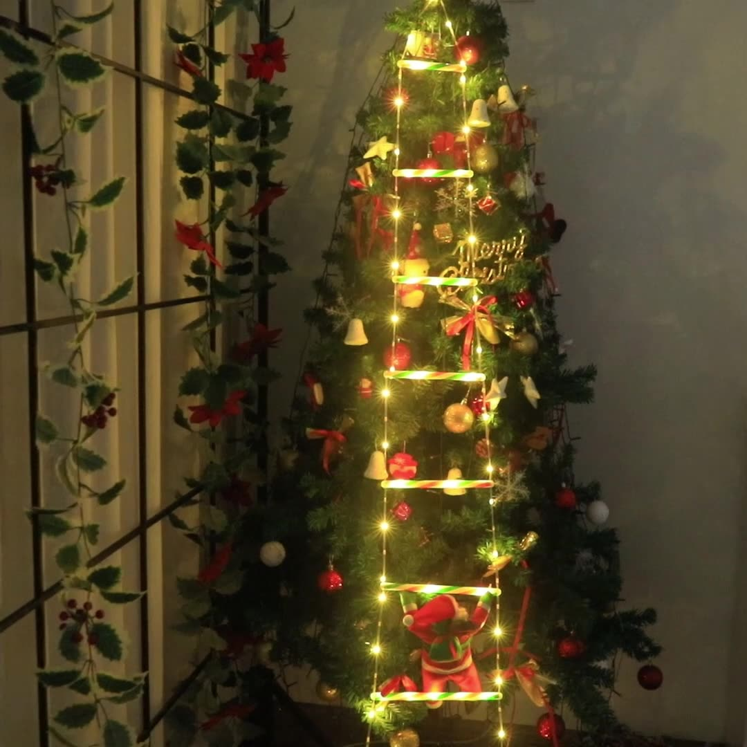 Weihnachtsmann-Leiter, LED-Farblichter, USB-Lichterkette für Höhle Innen- und Außenbereich, Weihnachtsdekoration, Lichter mit festlicher Atmosphäbetreffend