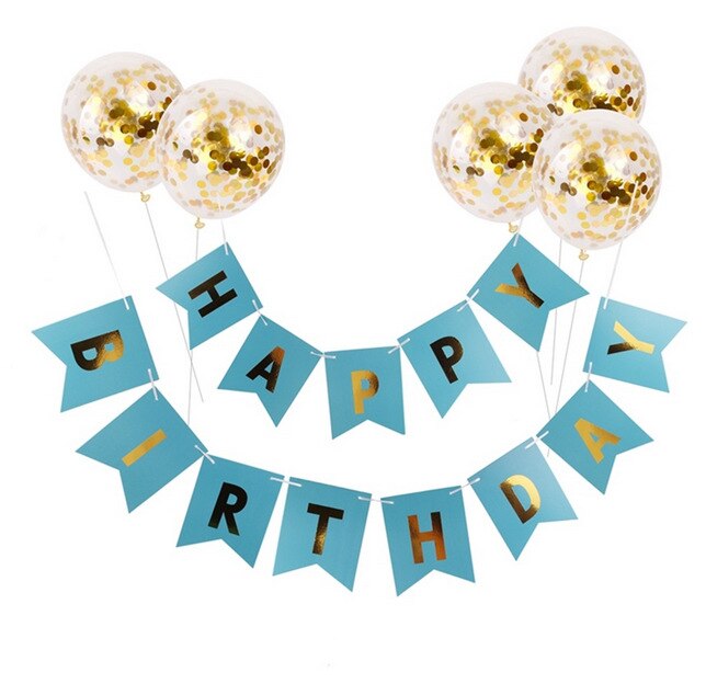 1 set grattis på födelsedagen brev banderoll roséguld konfetti luftballonger baby shower födelsedagsfest dekorationer unga flickor barn pa: 3