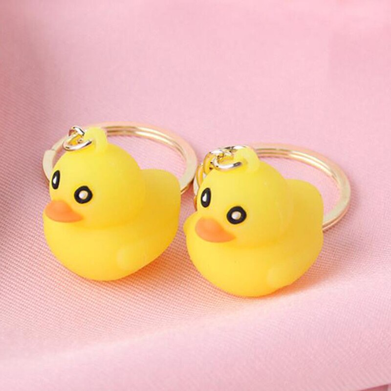1pc Cute Yellow Duck Silicone Key Chain Bag Pendant Accessory Keyring Toys