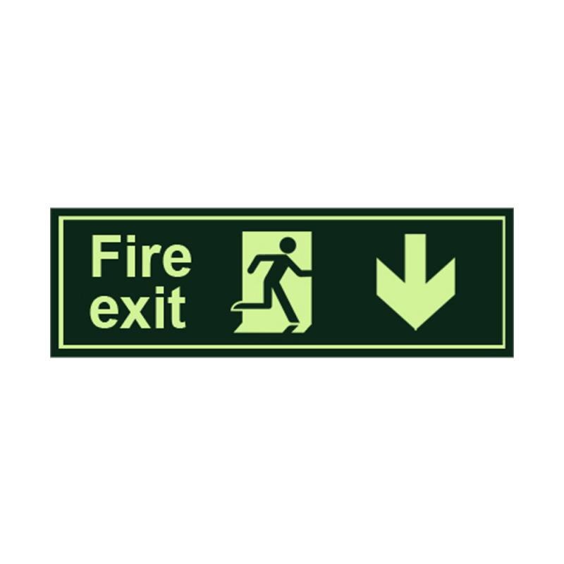 Fire Safety Exit Sign Warning Guidance Signage Luminous Glow In Dark Sticker For Stairway Hallway Hotel Basement Night Vision: 02