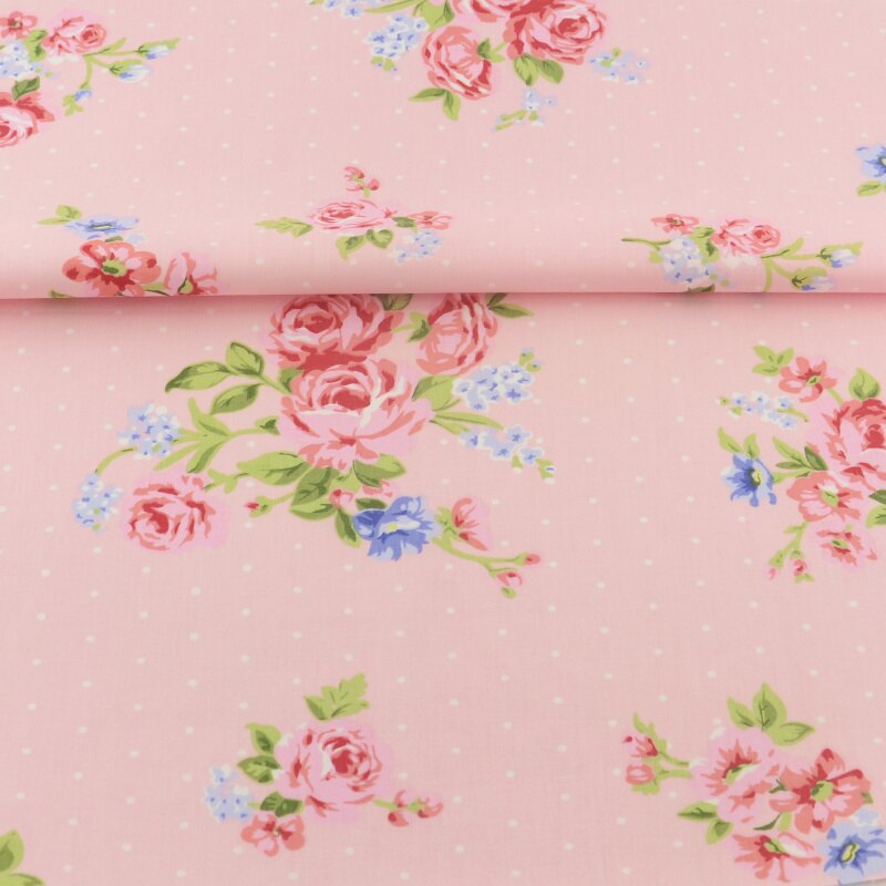 Cotton Fabric Bedding Clothing Patchwork Scrapbooking Home Textile Decor Teramila Fabrics Quilting Doll Sewing Cloth Pink Flower