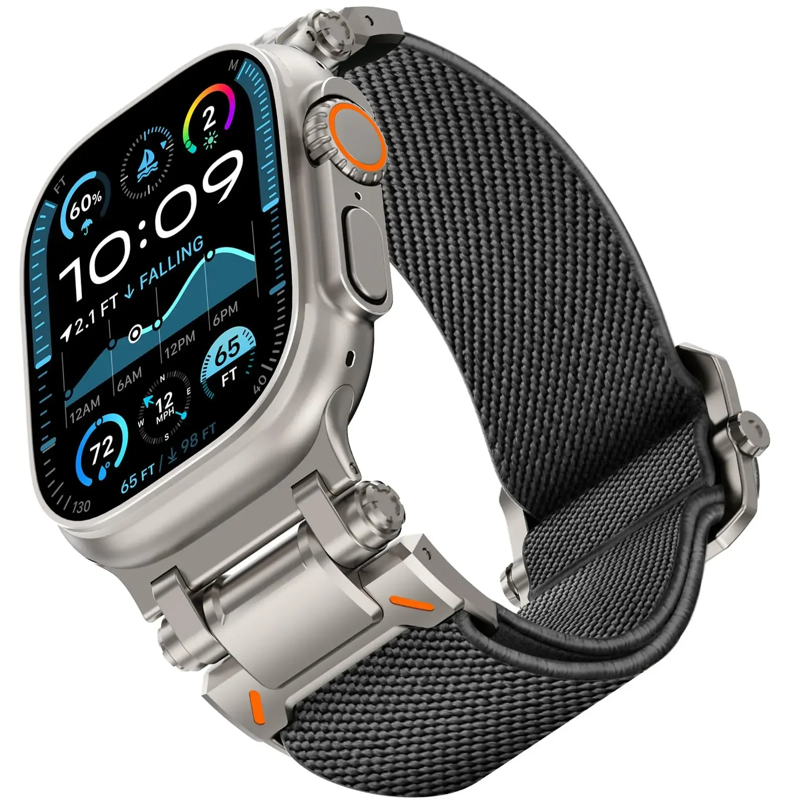 Bracelet de Sport blindé pour Apple Watch Ultra2, 49mm 46mm 45mm 44mm 42mm, métal et Nylon, Correa iWatch série 10 9 8 7 6 5 4: Blue pink / 12mm