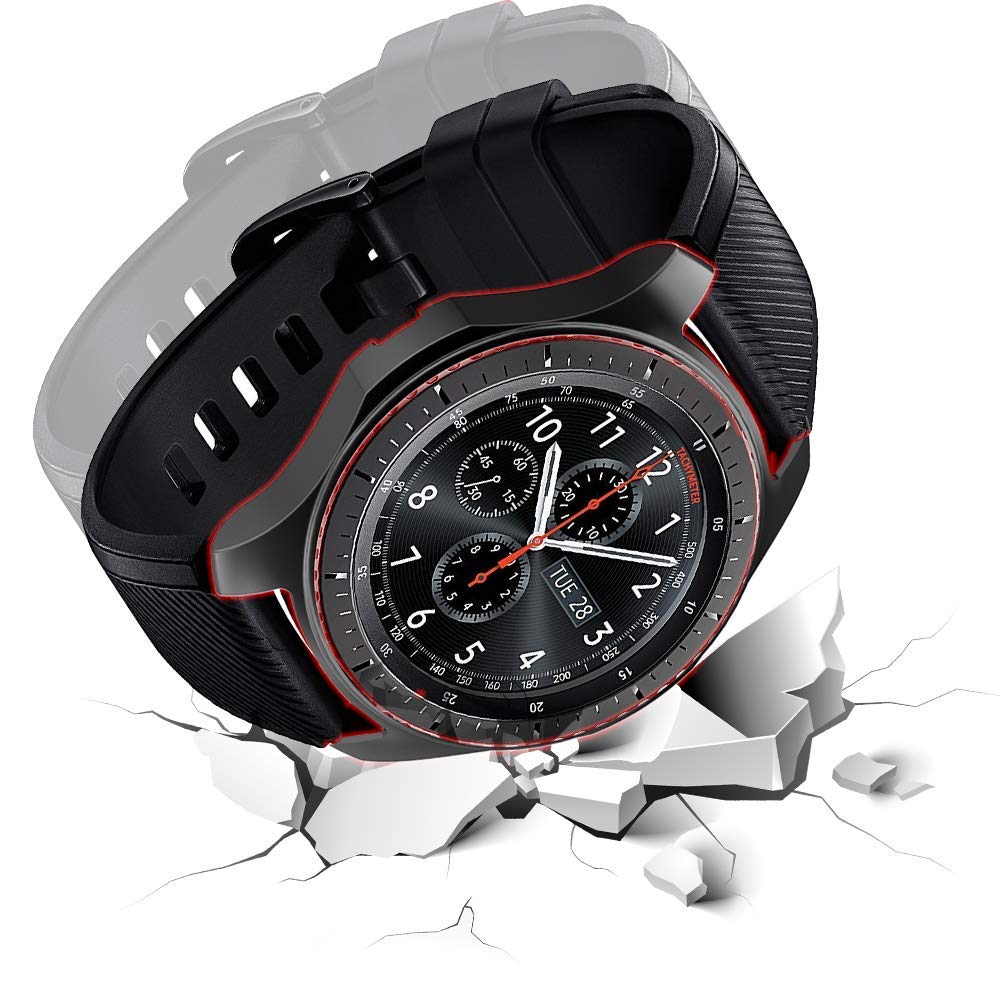 Cover til samsung galaxy watch 46mm 42mm gear  s3 frontier case galss bumper blødt smart watch tilbehør belagt beskyttende skal