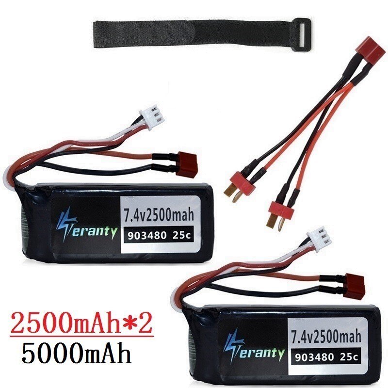 Opgradering 4000 mah 5000 mah 7.4v lipo batteri til wltoys 12428 12423 rc reservedele til bil 7.4v 2500 mah batteri /1500 mah batteri 903480: Grøn