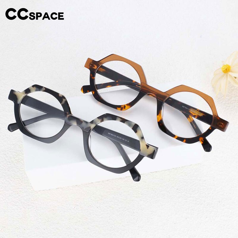 54140 Style Acetate Optical Polygon Glasses Frames Men Women Two Color Patchwork Computer Eyeglasses