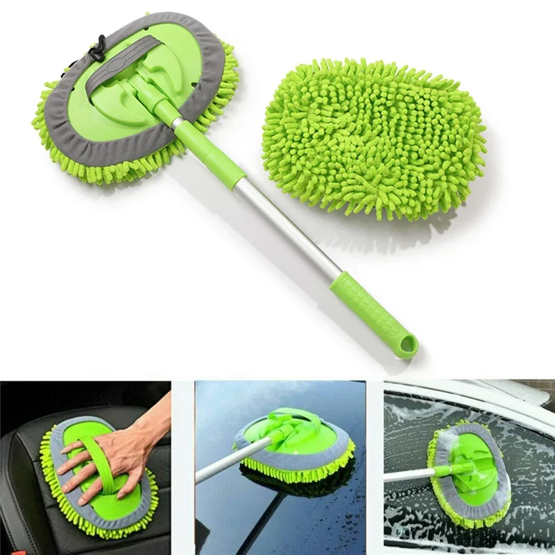 Car Washing Mop Cleaning Brush Telescopic Long Handle Cleaning Mop Chenille Broom Care Detailing Mop Brush Car Cleaning Tools