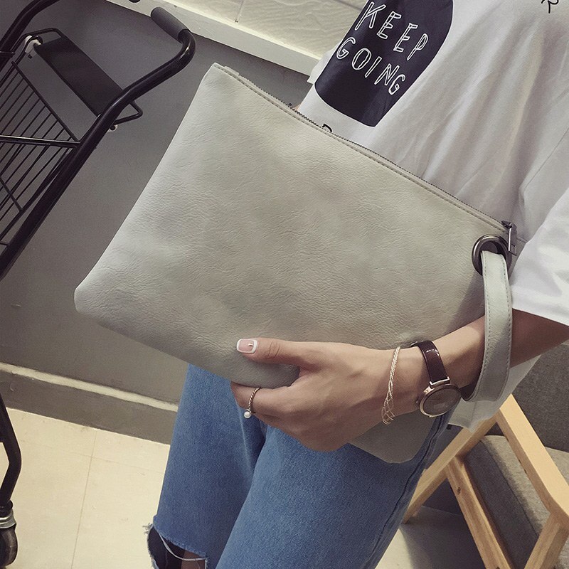 nouvelle femme sac pochette Simple rétro dames sac à main grande capacité pochette fermeture éclair enveloppe sac