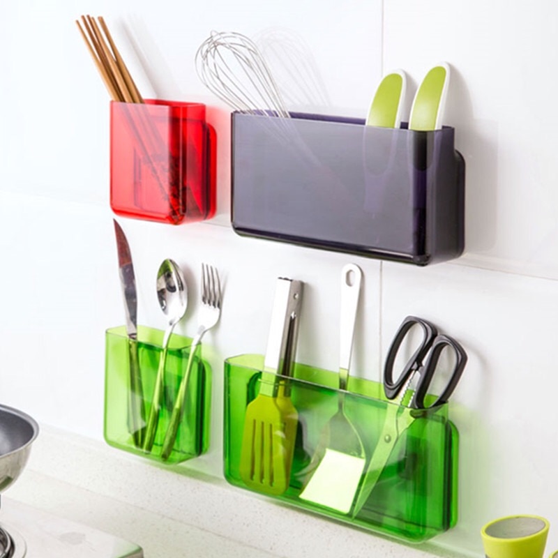 Aan de muur hangende make-up opberger zonder boren aan de muur gemonteerde pp plastic transparant stofdicht afstandsbediening opbergrek keukendoos