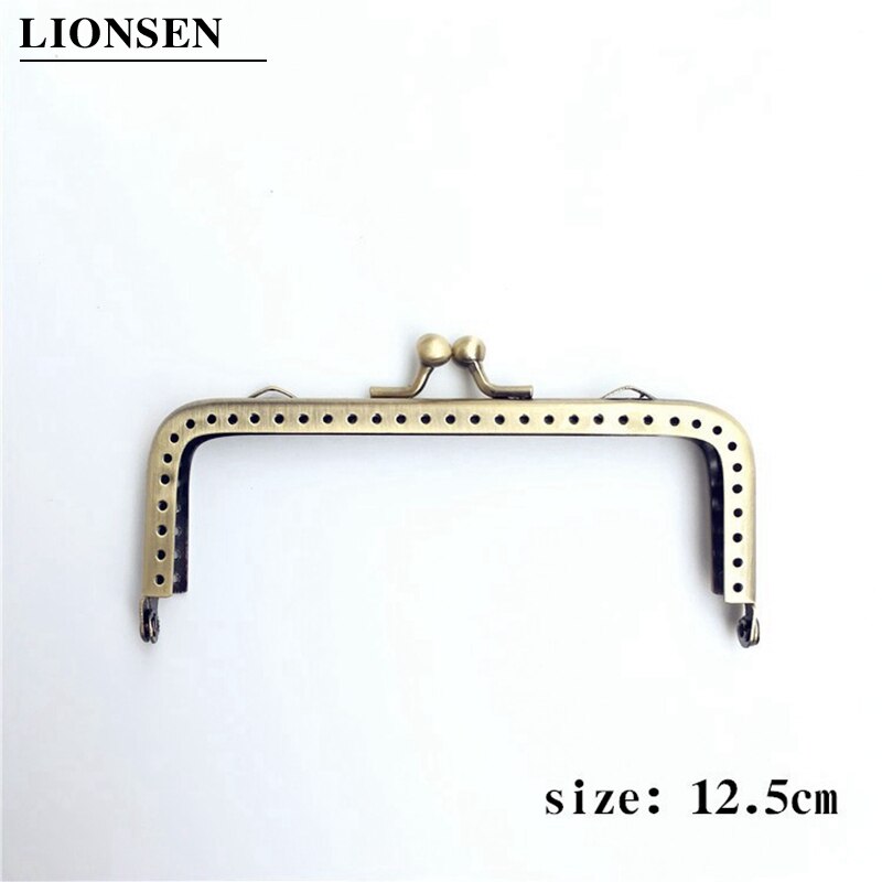 LIONSEN 8.5/12.5/15.5/18/20cm Glossy finish Antique Bronze Square Metal Purse Frame Handle for Clutch Bag Accessories Kiss Clasp