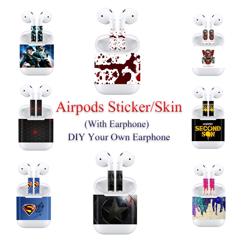 For Apple AirPods 2 Earphone Sticker Earbuds DIY Personality Decal Vinyl Camouflage Skin Wireless Charging Box Sticker