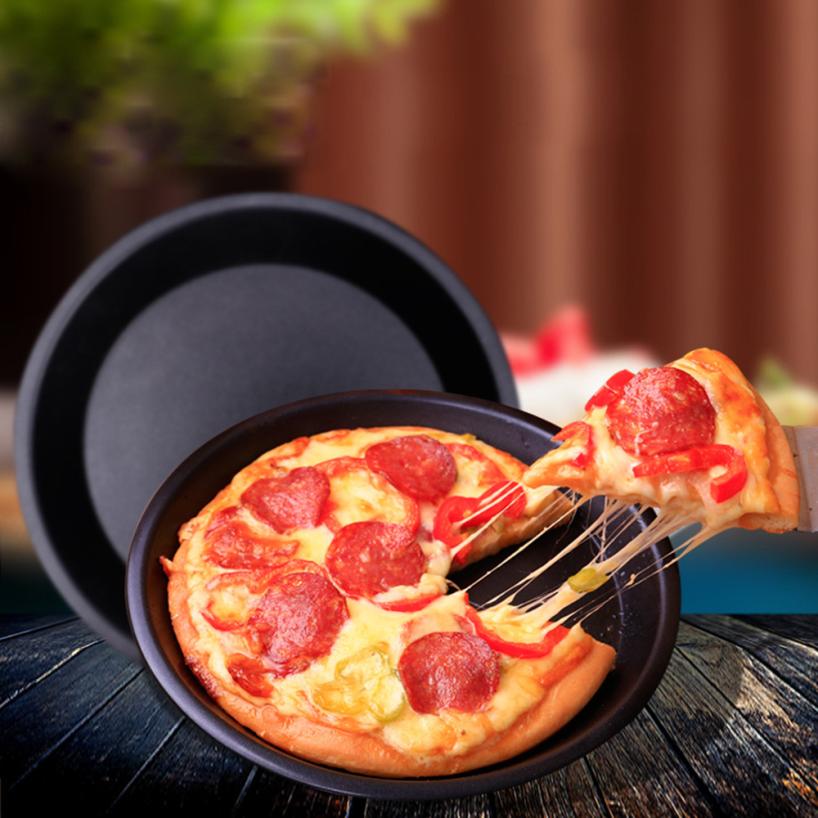 Populaire 8 inch Ronde Pizza Cake Pan Tray Carbon staal non-stick Oven Pizza Plaat Pan Accesorios De Cocina Keuken-25
