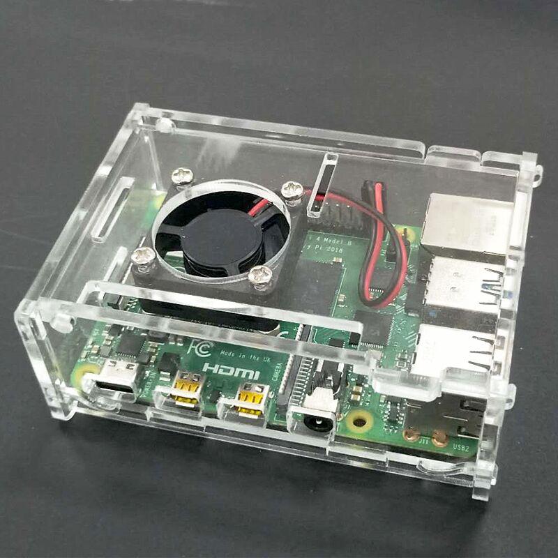 1pc Acrylic Transparent / Clear Case Cover for Raspberry Pi 4 Model B , with Cooling Fan for Raspberry Pi 4B