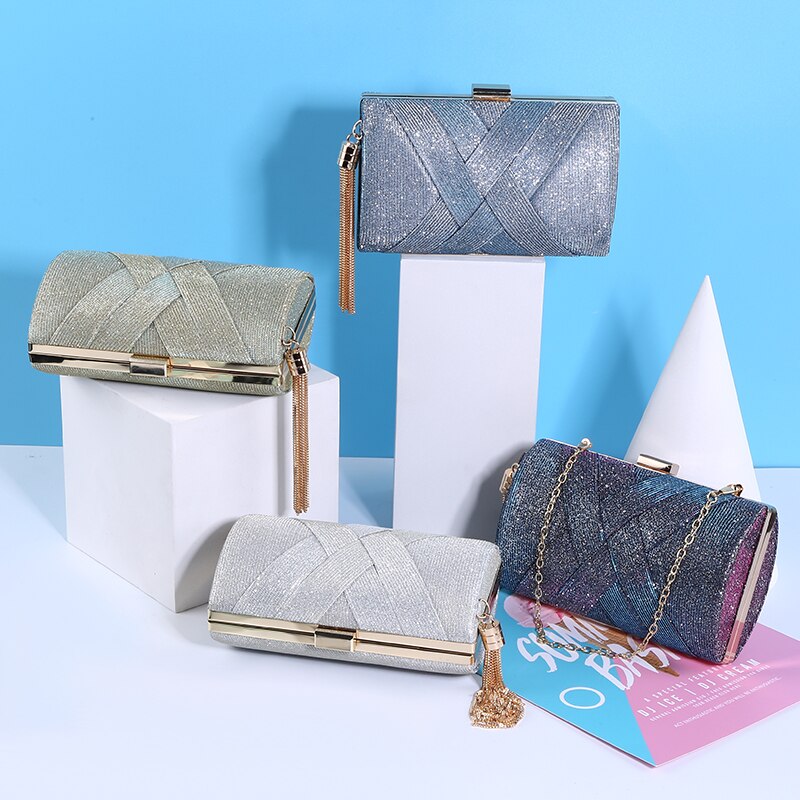 Dames sac à main femmes pochette de mariage Sequin violet sac à main pour mariée luxe gland sac à bandoulière ZD1495