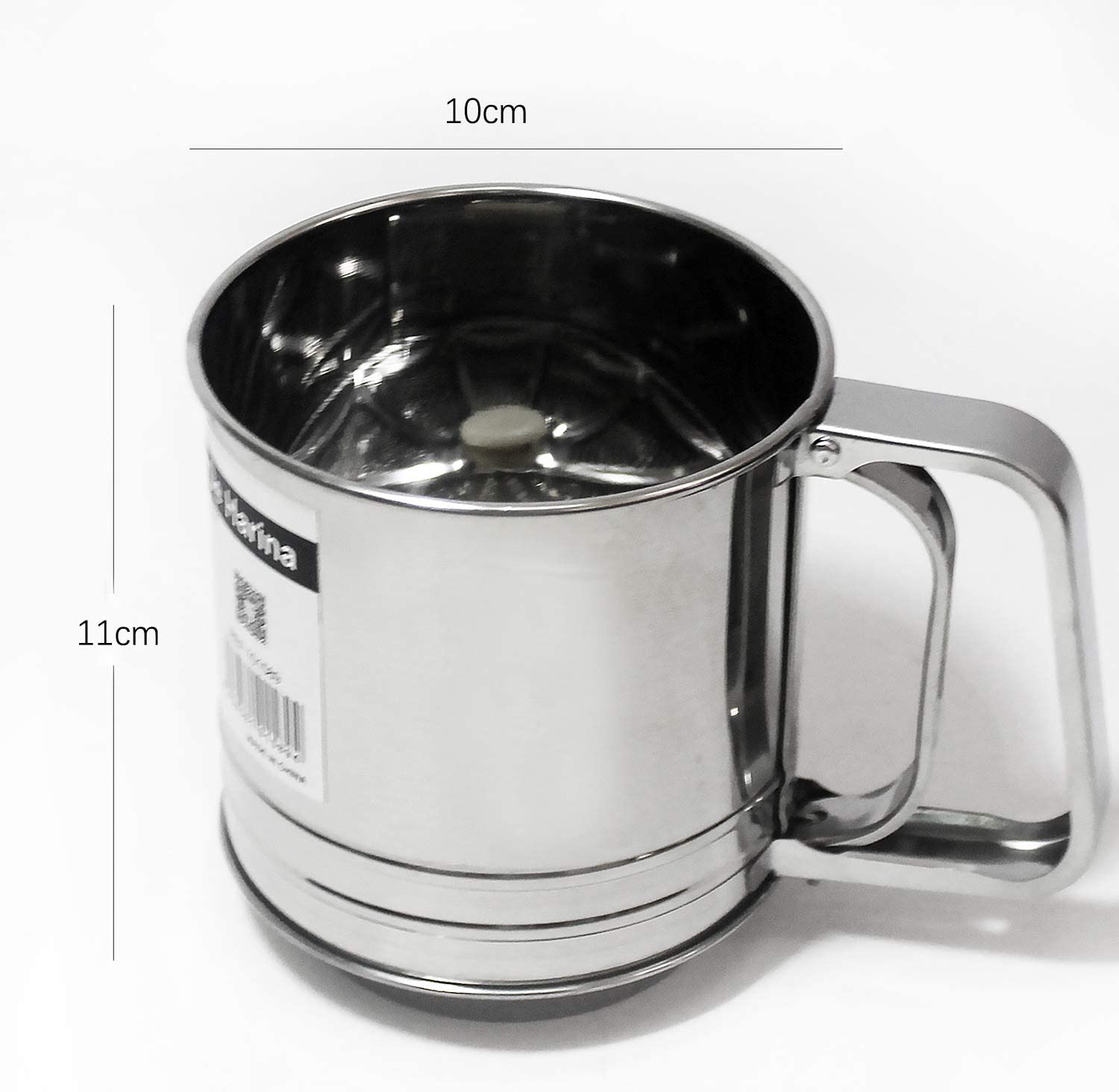 Tamizador de harina para 250/500 gramos Acero Inoxidable Acción de Gatillo Tamiz manual Tamizador Harina Tamiz para repostería: 250G