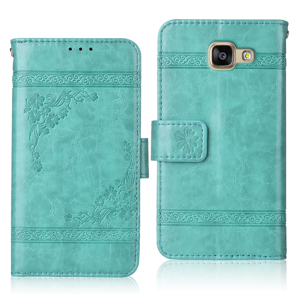 Cover For Samsung Galaxy A5 A510 A510F SM-A510F Case Wallet Leather Case For Samsung A5 A 5 A510 A 510 Cover Coque: oil-Green