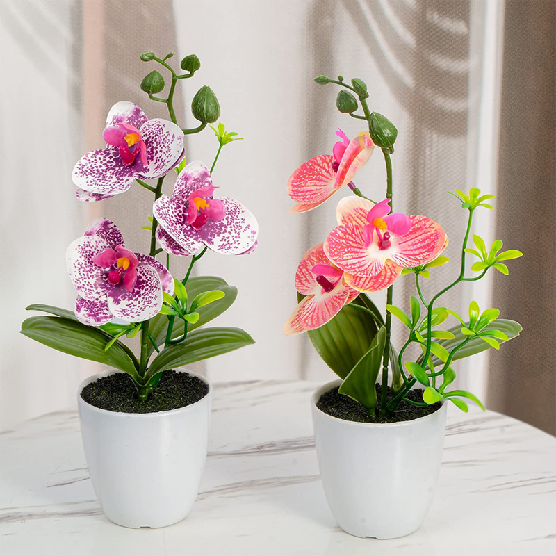 Fleur d'orchidée artificielle, fausses plantes d'orchidées, Phalaenopsis bonsaï, en pot pour l'extérieur et l'intérieur, pour le bureau, la maison, la fête de mariage, décoration intérieure