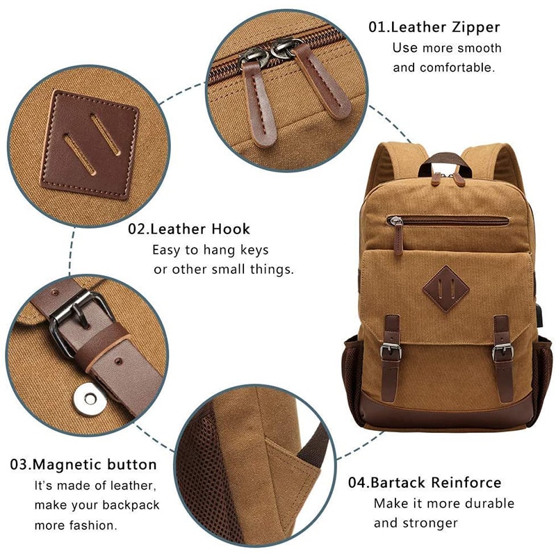Xiaomi canvas-rucksack für damen und herren, vintage-rucksack, passend für die meisten 15.6- zoll-laptops, schulrucksack, gucci-rucksack für herren