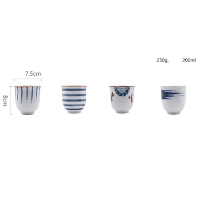 Antowall japanilaiset allelasitetut teekupit kaupalliset japanilainen keittiö ravintola kupit tuoreet kupit käsinmaalatut 200ml kuppia: 4 kpl a