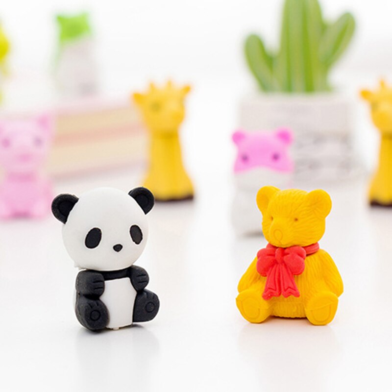 4 st/kartong panda groda djur förpackad suddgummi skolpapper tillbehör pris för skolan kontorsmateriel