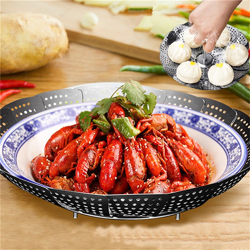 Plat pliant vapeur inox alimentaire vapeur panier maille légumes cuiseur vapeur extensible pratique cuisine Gadget