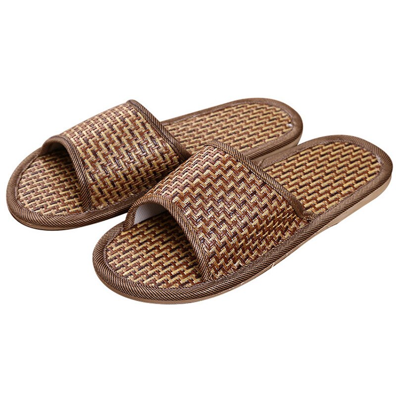 Sandalias planas de bambú para hombre y mujer, chanclas informales para el hogar, zapatos de caña de interior, para verano,: 42