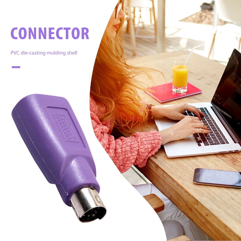 2/5Pcs PS2 Male Naar Usb Vrouwelijke Adapter Adapter Computer Muis Toetsenbord Aansluiten Converter Paars Gadgets Computer Accessoires