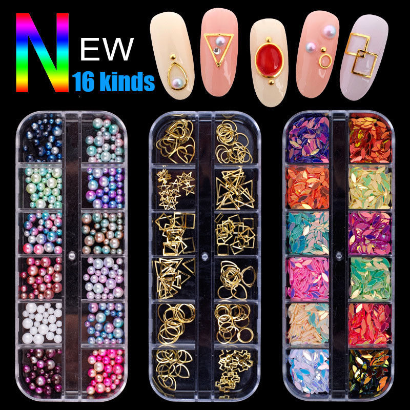 3D ongle cristal strass paillettes métal diamant Sequin Technique manucure ongle Art déco Nail Art bijoux