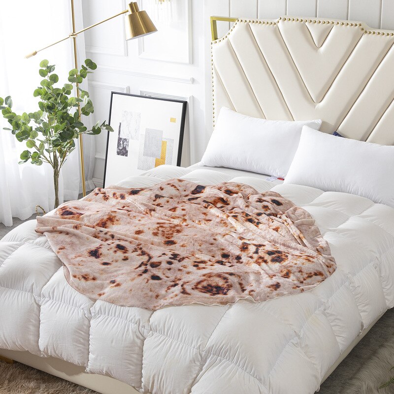 Super Soft Warm Flannel Burrito Blankets Round Shape Airplane Travel Throw Coral Fleece Tortilla Nap Wrap Blankets
