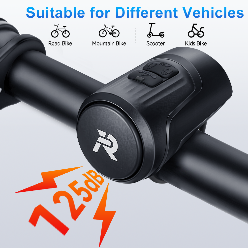 Elektrische fietshoorn Fietsbel 125DB Luide fietshoorn USB oplaadbare fietsbel voor volwassenen en kinderen Waterdicht