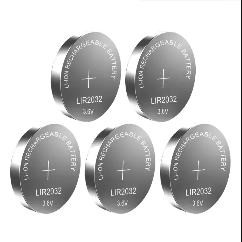 100 Stück LIR2032 praktisch wiederaufladbare Batterie 2032 Lithium-Aufladung kann 3,6 V 40 mAh CR2032 für Uhren-Münzbatterie ersetzen